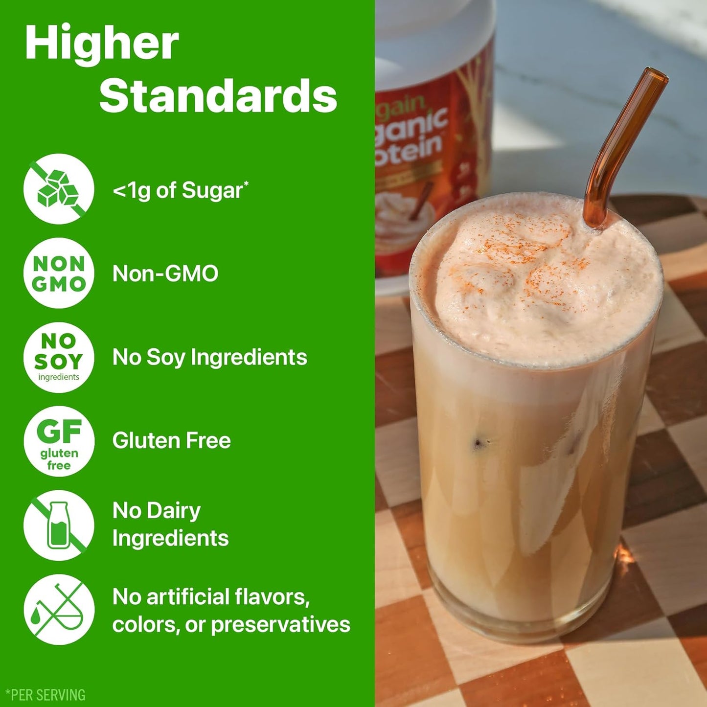 Organic Vegan Protein Powder, Pumpkin Spice Seasonal Flavor - 21G of Plant Protein, 5G Prebiotic Fiber, No Lactose Ingredients, No Added Sugar, Non-Gmo, for Shakes & Smoothies, 1.02 Lb