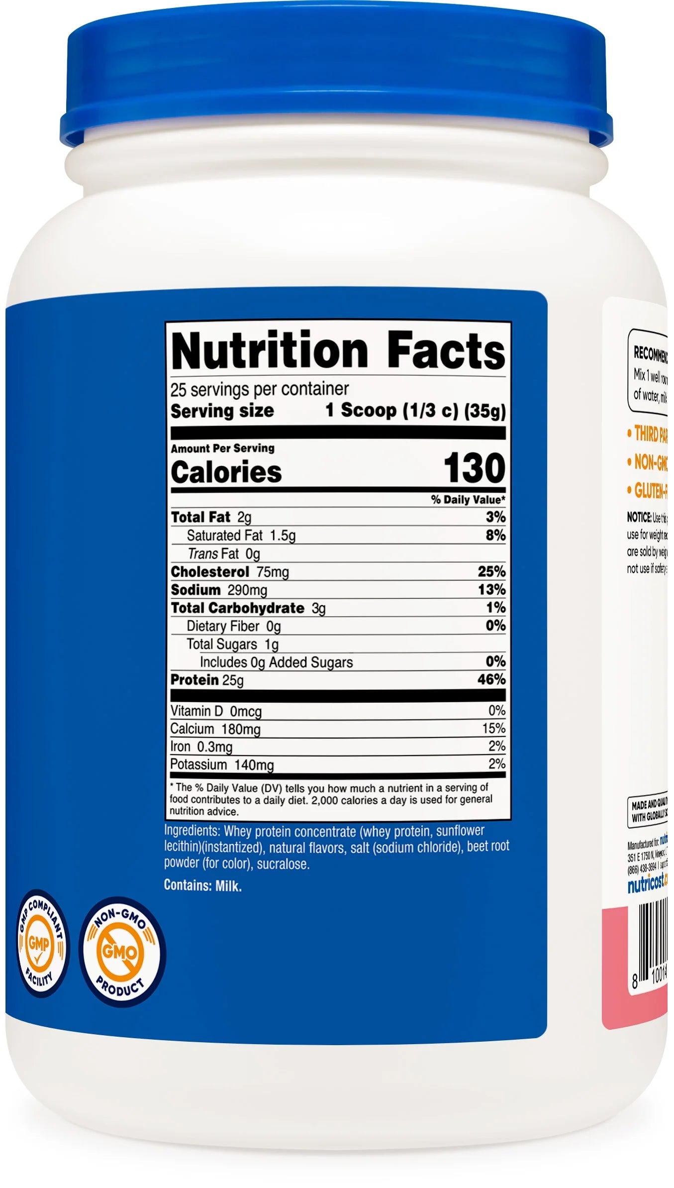 Whey Protein Concentrate Powder (Strawberry Milkshake) 2LBS - Non-Gmo